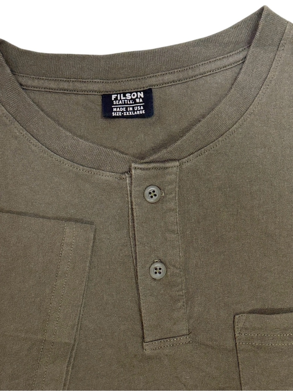 Filson Shirt Mens 3XL Green Frontier Henley Short Sleeve Guide Heavy Cotton USA
